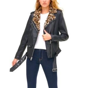 Levi's Faux Leather & Fur Collared Moto Jacket
